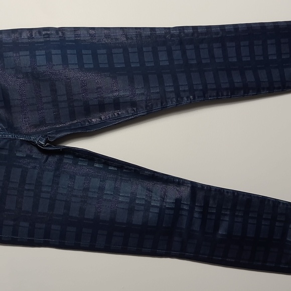 7 FOR ALL MANKIND The Skinny Wax Coated Blue Jeans With Plaid Pattern Size 29 - Picture 9 of 16